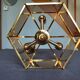 Brass pendant lamp and five-faceted vintage smoked glasses