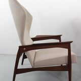 Set of Two Danish Adjustable Wingback Lounge Chairs in Teak by Ib Kofod Larsen