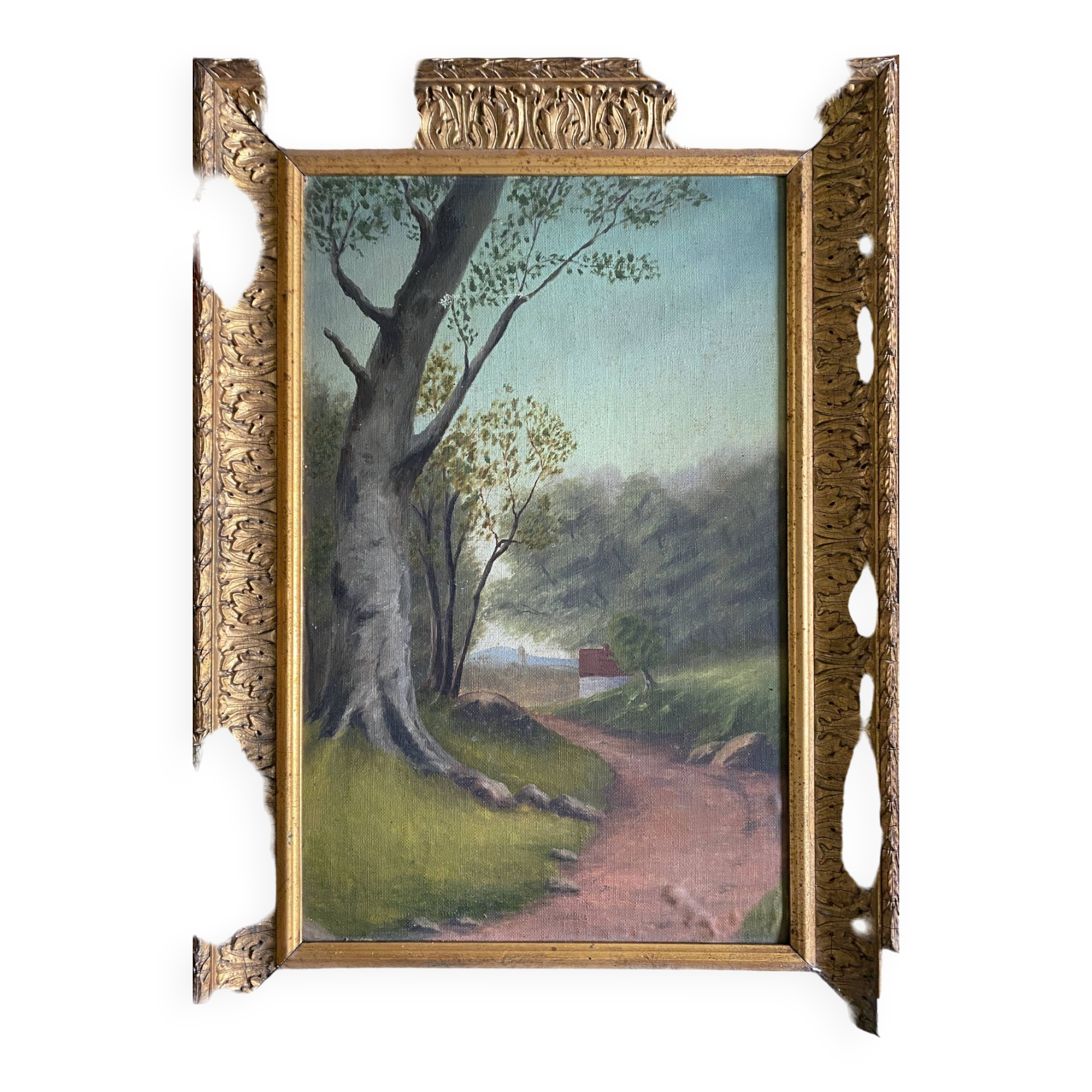 HST painting "Countryside landscape" for 19th/20th century restoration + frame