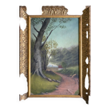HST painting "Countryside landscape" for 19th/20th century restoration + frame