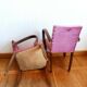 Paire de fauteuils moustache velours rose art déco