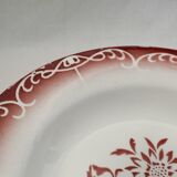 Set of 3 mismatched hollow plates Digoin - Sarreguemines patterns red/burgundy