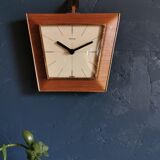 Vintage formica clock silent wall clock trapeze "Hermle gilded black wood"