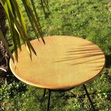 Coffee table & 2 vintage bamboo and rattan chairs 1950