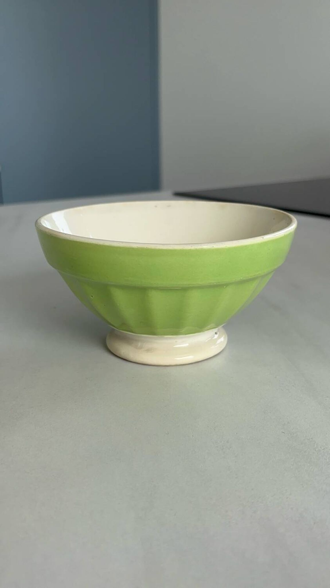Antique bowl Digoin Sarreguemines France | Vintage green earthenware bowl