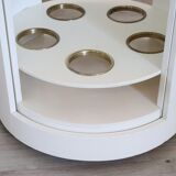 Space Age White Bar Cart On Wheels With Sliding Door, 1960s