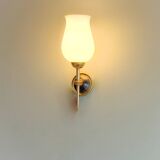 Pair of opaline and brass wall lights, 1950s