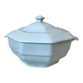 Tureen Digoin Sarreguemines sky blue pastel years 50-60