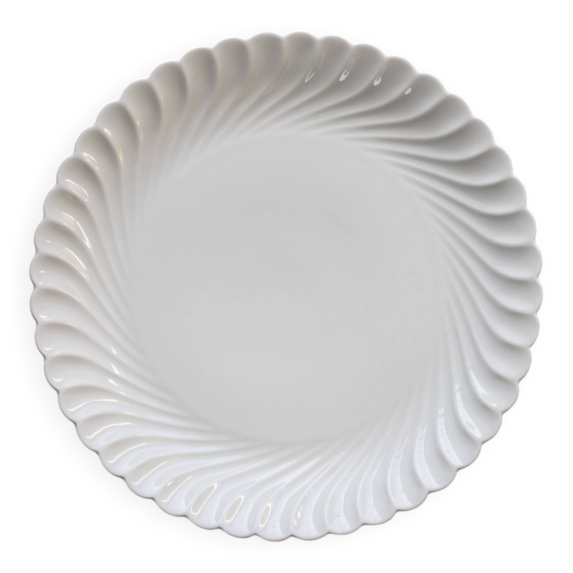Vintage round serving dish in white porcelain with twists by Limoges Haviland