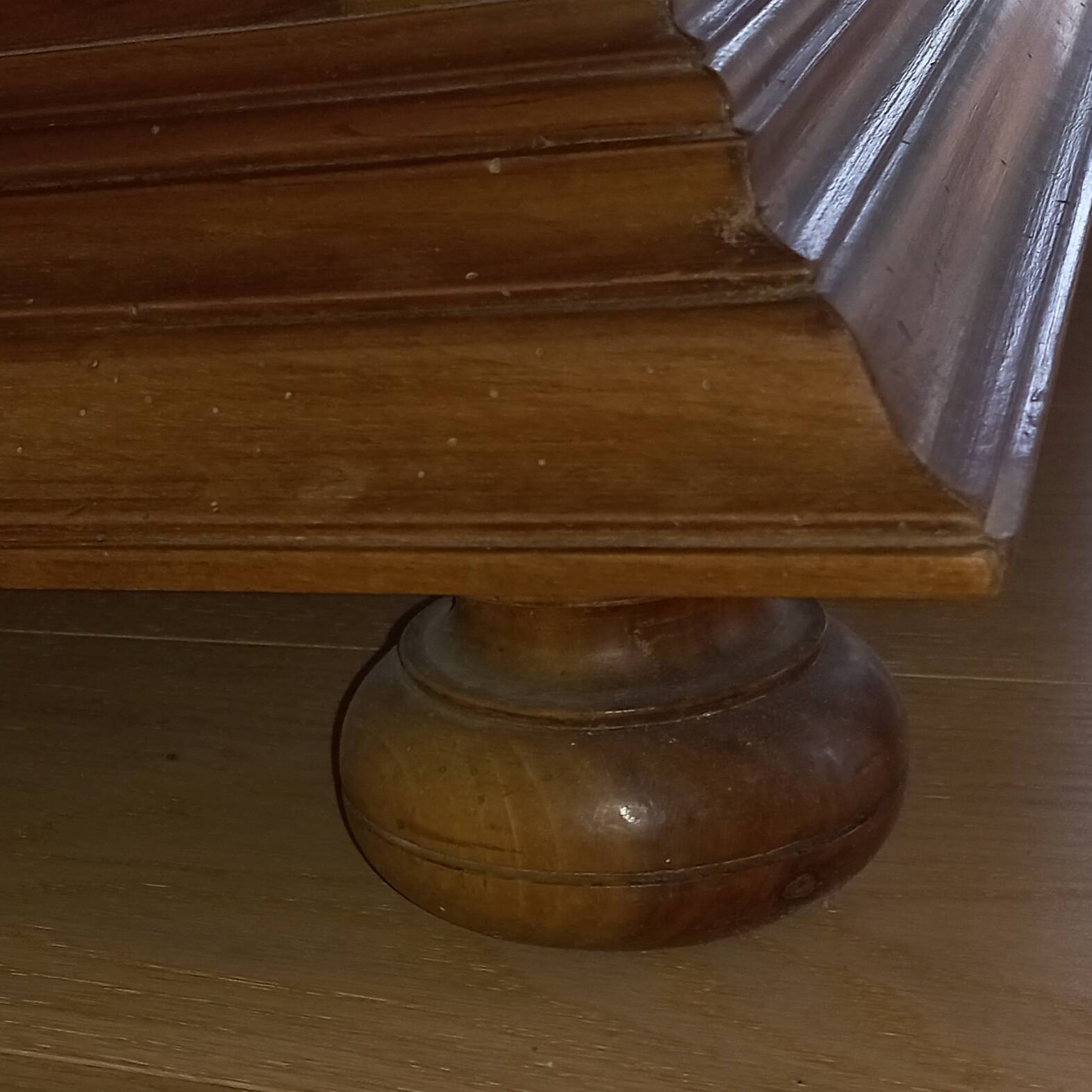 Empire period bathroom furniture in solid walnut and white marble.