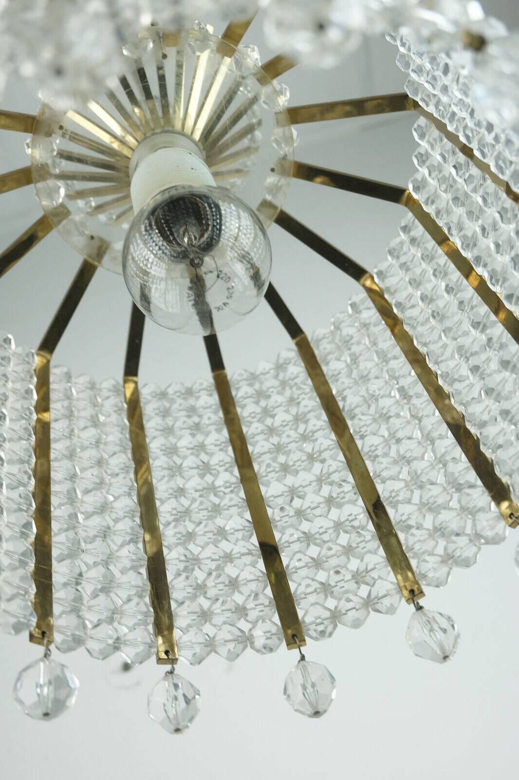 1960s PENDANT LIGHT brass and acrylic hollywood regency style