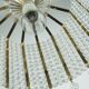 1960s PENDANT LIGHT brass and acrylic hollywood regency style