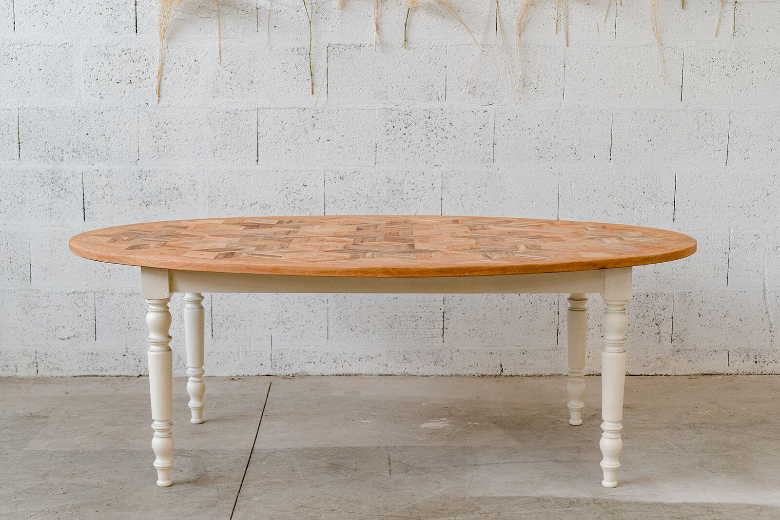 Oval marquetry table – solid wood