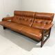 Rosewood and cognac leather canapé by Coja Culemborg, Netherlands, 1970s.