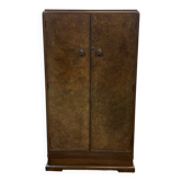 Small English Art Deco student wardrobe in walnut from the 1950s.