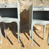 Pair of patinated Louis XV style bedside tables