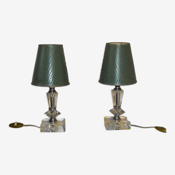 Pair of 50s table lamps in glass