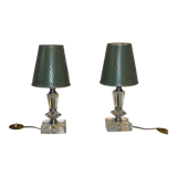 Pair of 50s table lamps in glass