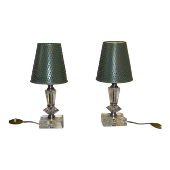 Pair of 50s table lamps in glass