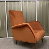 Italian armchair compass feet italy 60s reupholstered