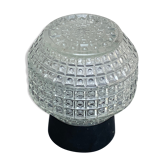 Globe to install or hang, glass, geometric patterns and bakelite base vintage black