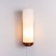Cilindrical opal glass and bent wood wall lamp