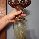 Luminaire globe verre ouraline ancien Art nouveau fin 19e début 20e siècle