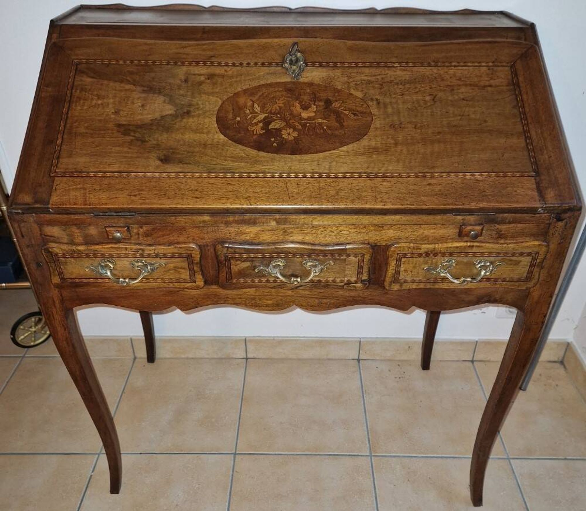 Floral decorated secretary desk