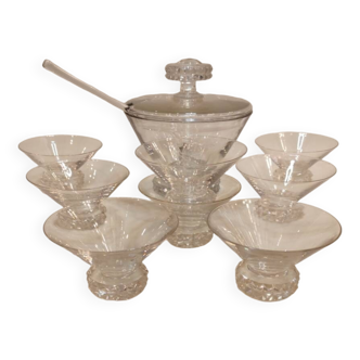 Saint Louis crystal punch set and 8 stemmed glasses