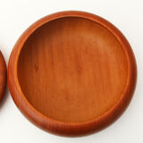 Vintage turned wood bowl with lid, trinket box with lid, Handmade