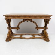 Table de bureau Néorenaissance en chêne 1880-1900