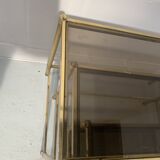 Set of three nesting tables in brass and smoked glass, 20th century