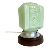 Painted glass lamp, fabric cable