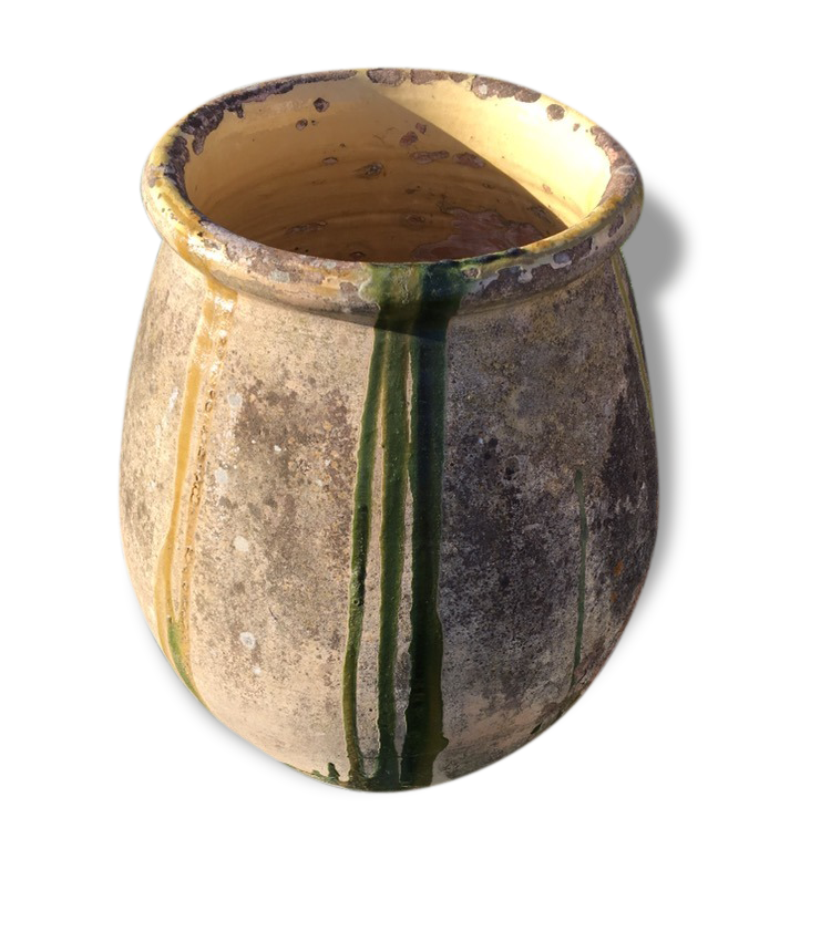 Large old glazed jar in the South of france