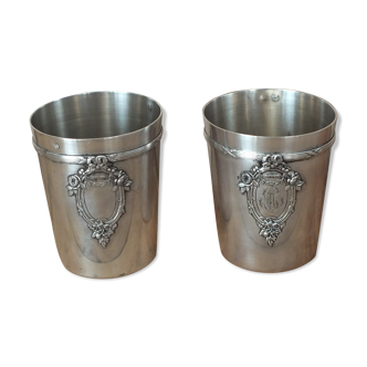 Pair of large louis XVI-style solid silver timpani by René Morel