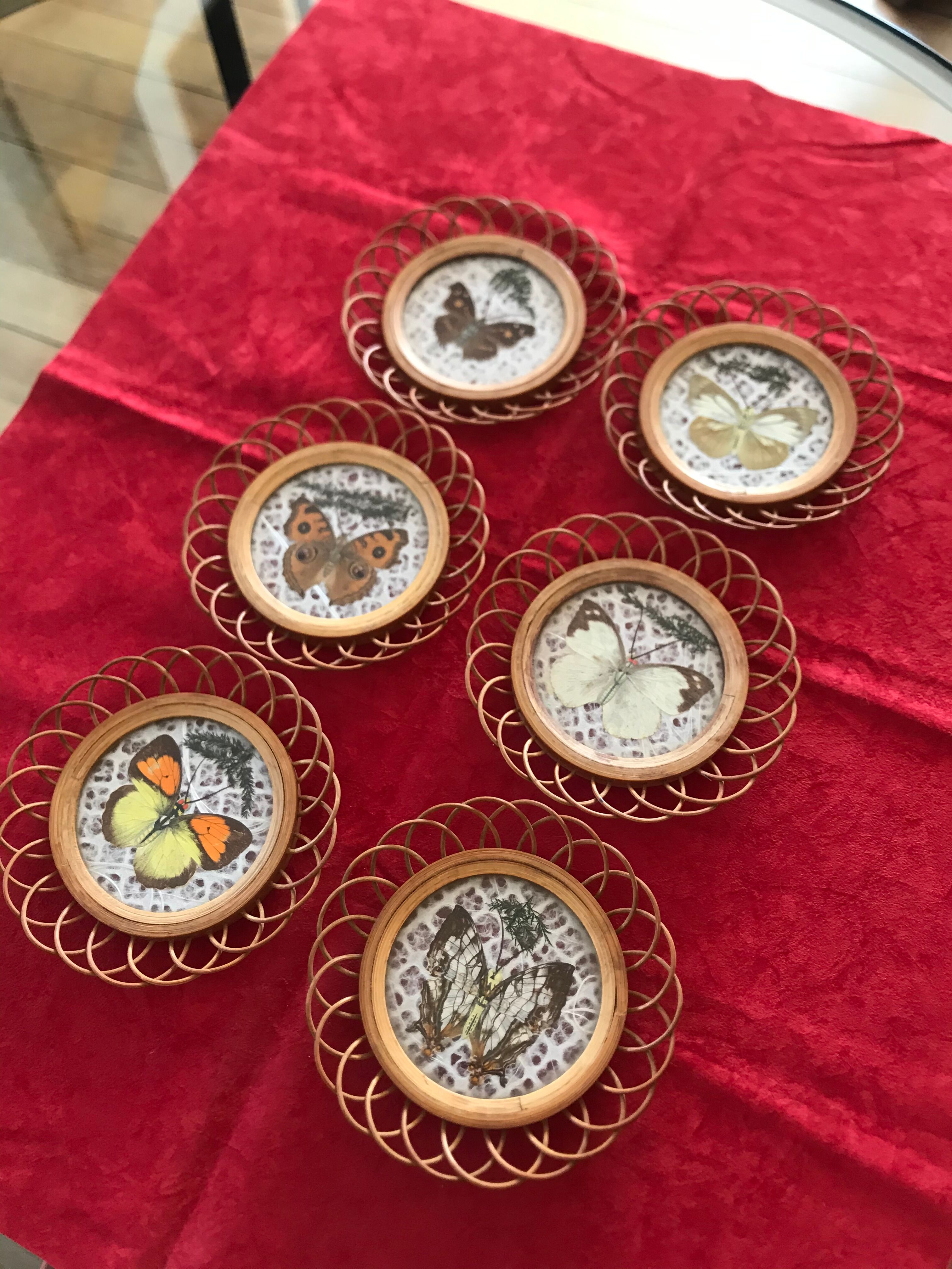 Vintage wicker coasters