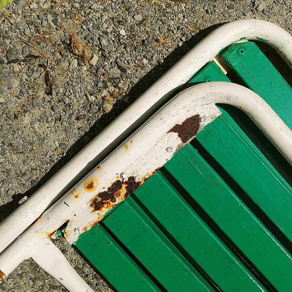 Bench wood and folding metal vintage year 60