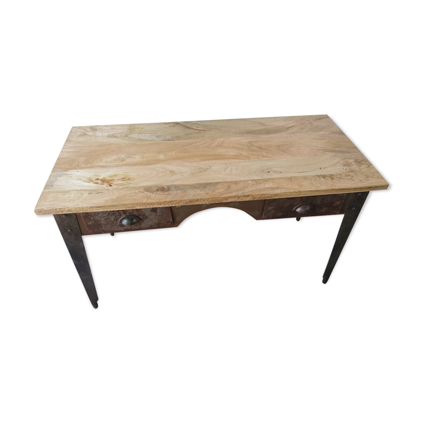 Raw metal industrial desk