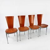 Postmodern Set of 4 Dining Chairs, 1980s