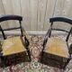 Pair of rustic straw-seated armchairs