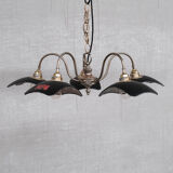 English mercury glass reflective mirrored antique chandelier