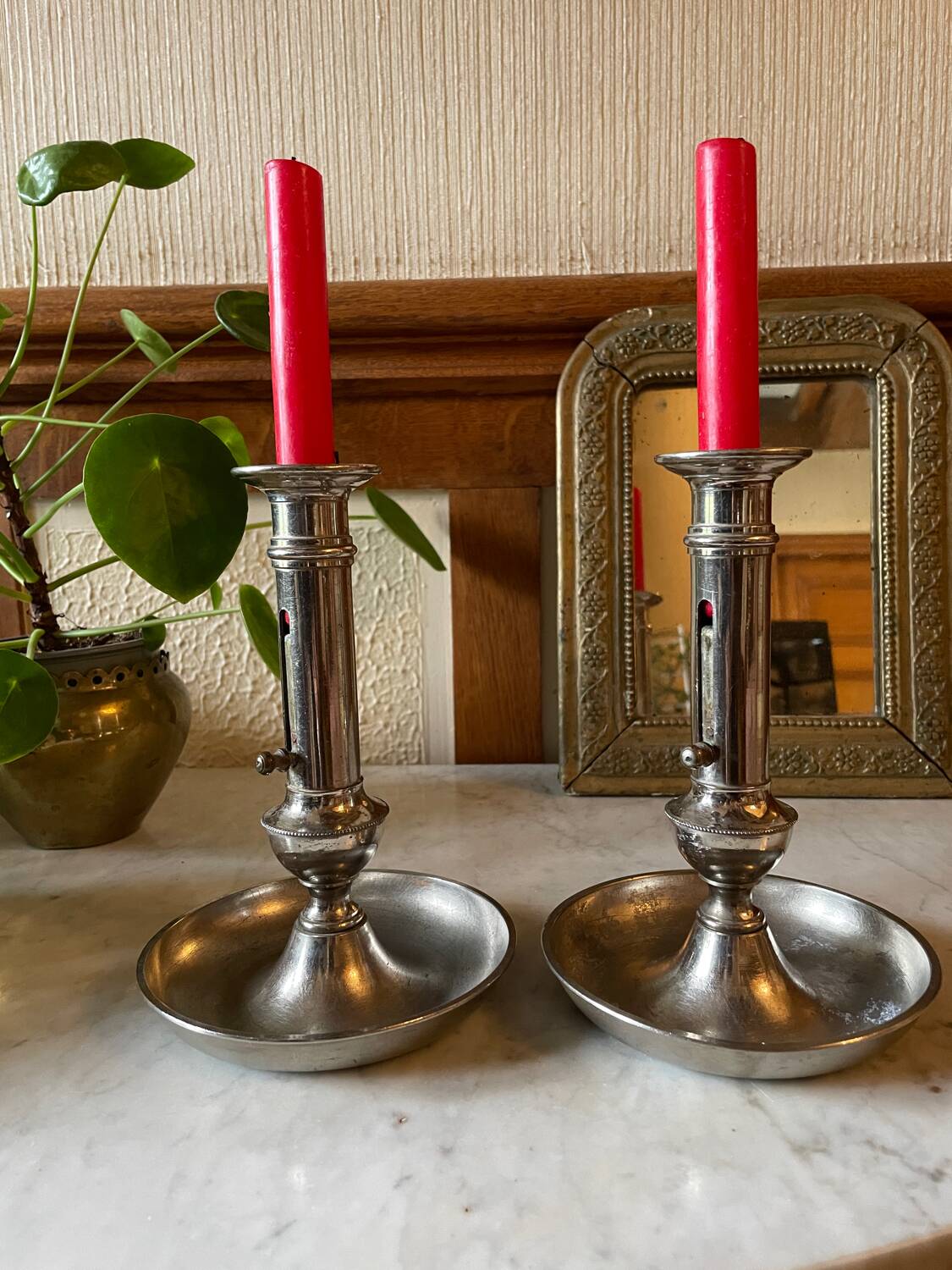 Antique up and down candlesticks