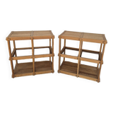 Pair of vintage pine bookcases and shelves, Maison Regain style, 1970s design