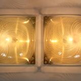 Pair of 80s sconces, white spiral decoration.