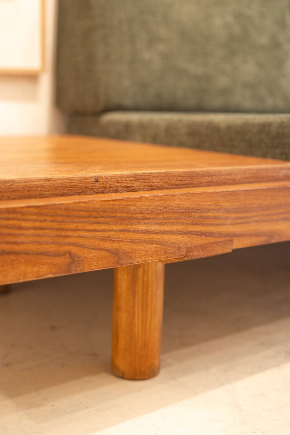 Pierre Chapo. "L09" three-seater bench in blonde elm. 1990s.