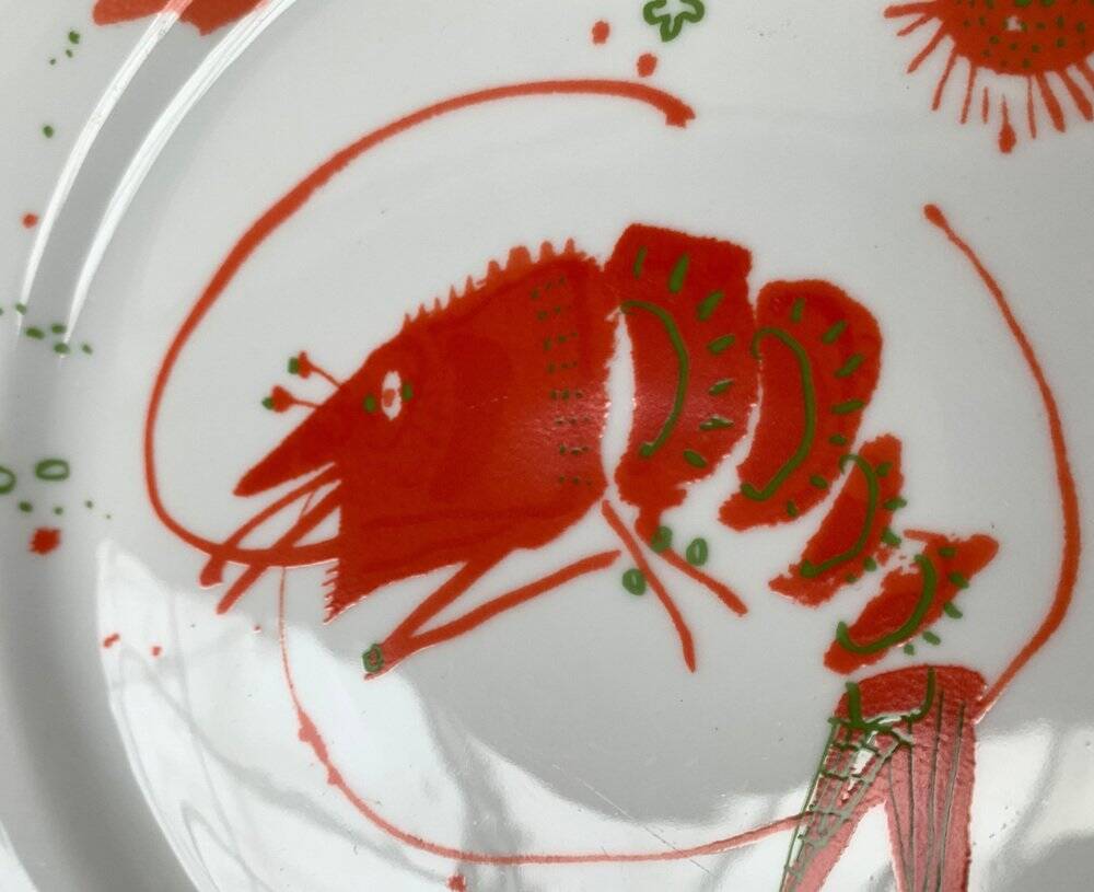 Vintage Postmodern Porcelain Plate with Subsidy Decor by René Fehr for Lengsfeld Porcelain, 1990s