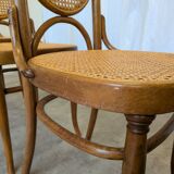 Set of 4 Vintage Bentwood Cane Dining Chair, Thonet Style, 1970s Yugoslavia