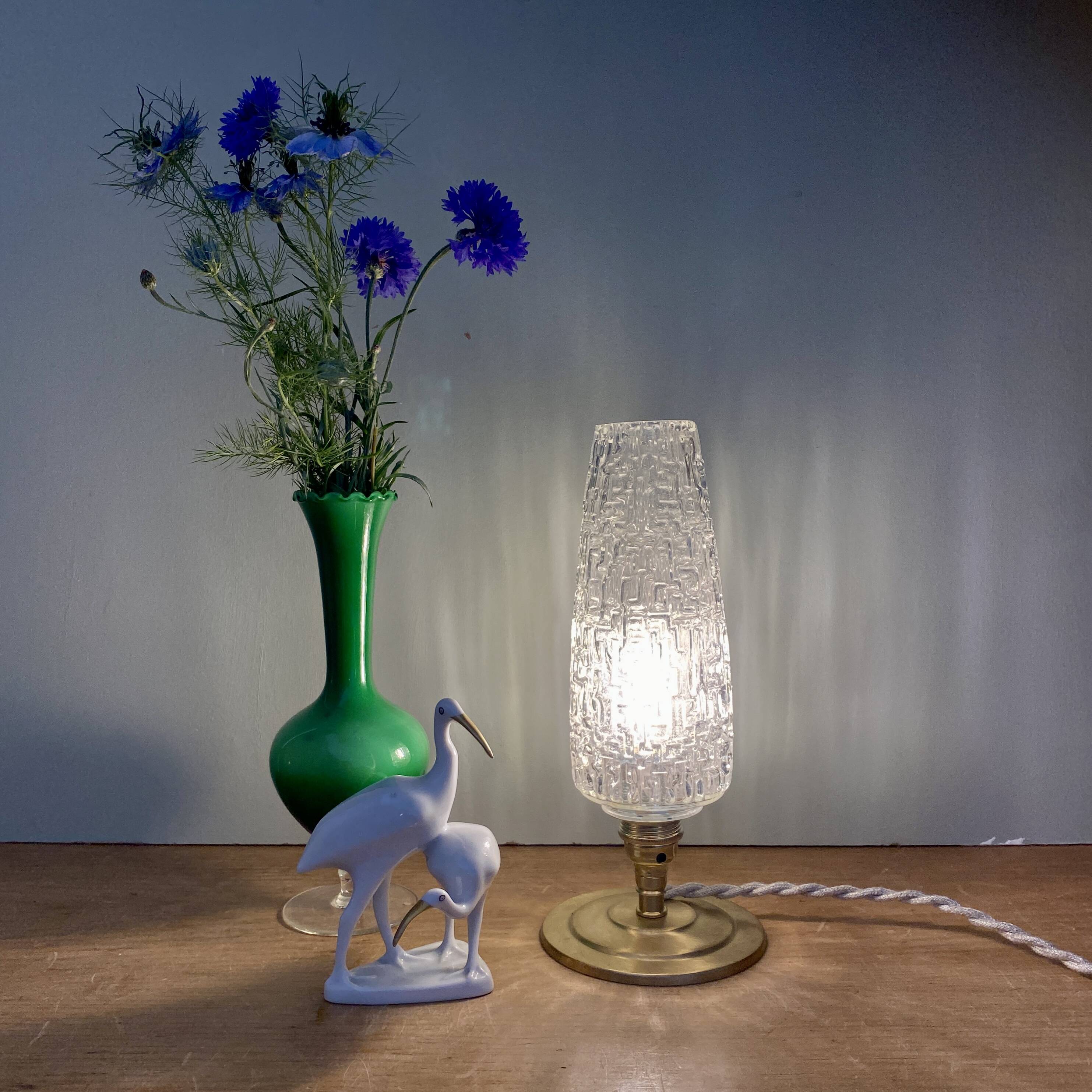 Vintage globe table lamp in molded glass