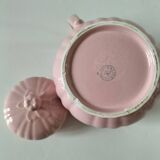 Vintage mid-century ribbed pink powder teapot by Salins.