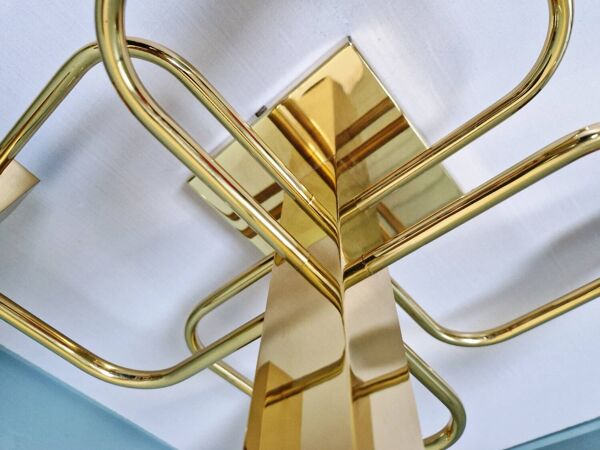 Plafonnier en laiton, design Gaetano Sciolari, Boulanger, 1970